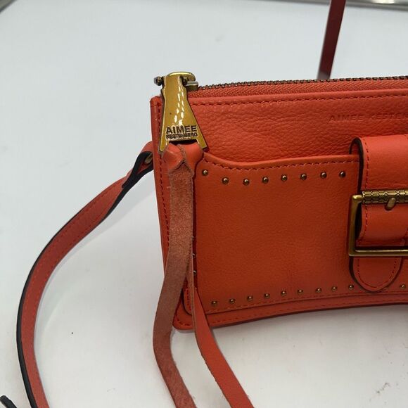 Aimee Kestenberg Orange Leather Three Compartment Crossbody - Picture 4 of 14